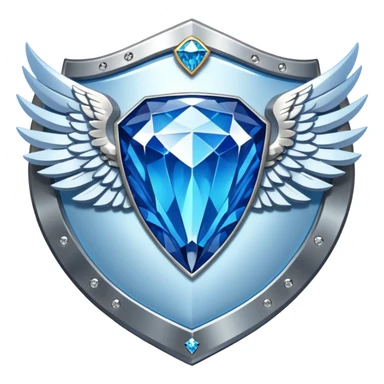 Shield with large wings and a big blue diamond in the center and VIP label sticker