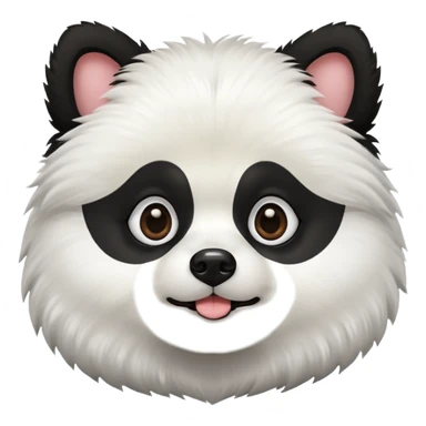 Dog pomeranian but hes like a panda the color and everything he has all black face but in the middle and nose part is white sticker