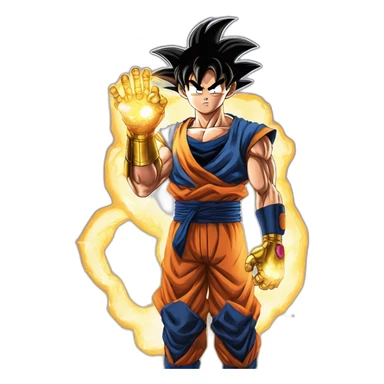 Son Goku clacking infinity gauntlet  sticker