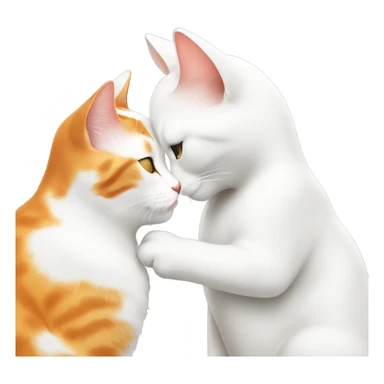 white and orange cat kissing sticker