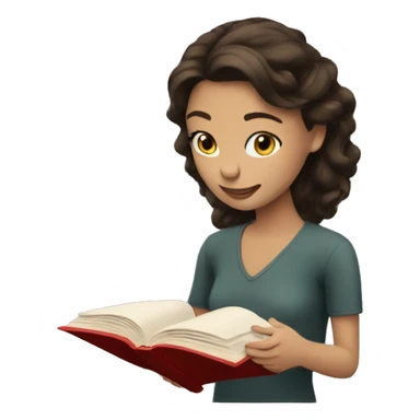 brunette reading book sticker