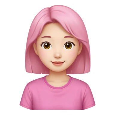 Korean girl beautiful and happy with a pink shirt sticker