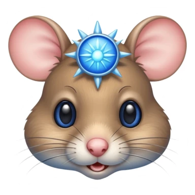 A mouse face with blue sun rays sticker