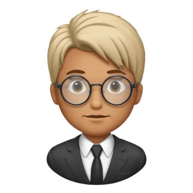 Tan skin, Man in suit with circle glasses, hair combed to the side sticker