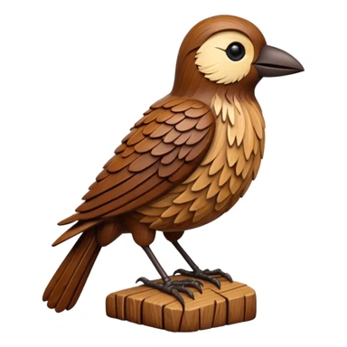 carved wood bird sticker