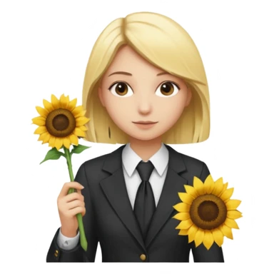 Blonde girl Law school student with sunflower on blouse and chancellor wand sticker