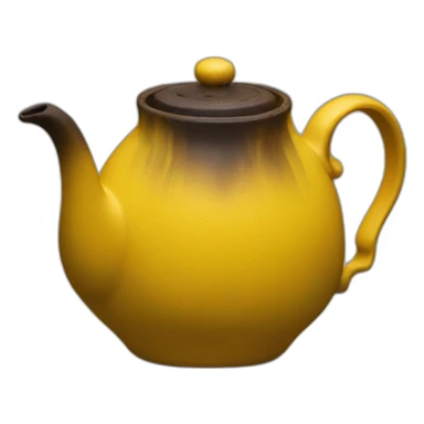 A yellow teapot with burnt bottom sticker