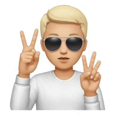 Criar emoji simples de óculo escuro dando o dedo do meio de forma bem rebelde sticker