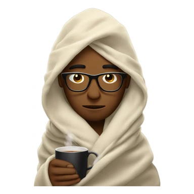 Guy in glasses inside a blanket sipping coffee eyes closed sticker