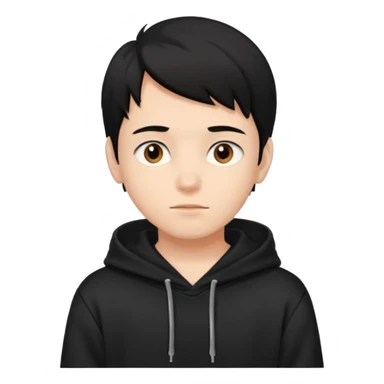 Chłopak brązowe oczy czarne włosy bluza czarna i taki bardziej żeby wyglądał na 15 latka sticker