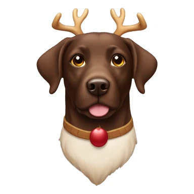 Chocolate lab retriever wearing reindeer antlers sticker