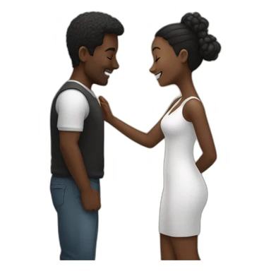 abrazo entre chica negra y hombre blanco calvo sticker