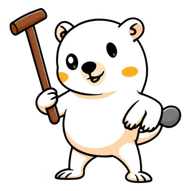 person whacking a mole with a mallet sticker