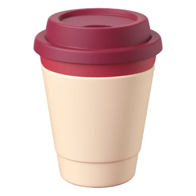 A takeaway coffee cup emoji with a burgundy and cream color theme sticker