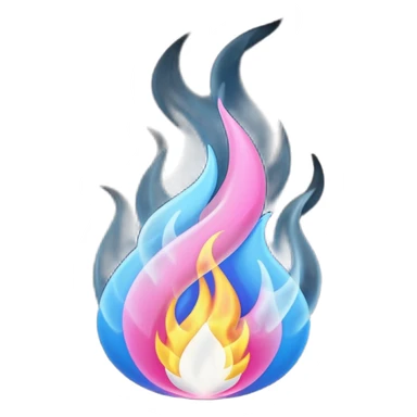 pink blue white fire sticker