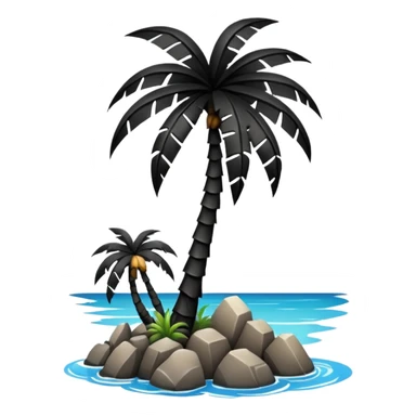 Palmera de color negro y isla negra sticker