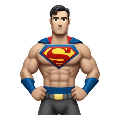 the superman with abs white man sticker