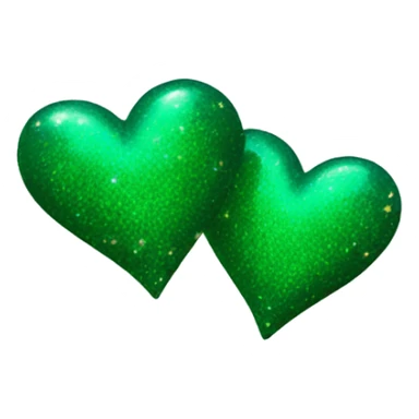 Deep green glittery two hearts sticker