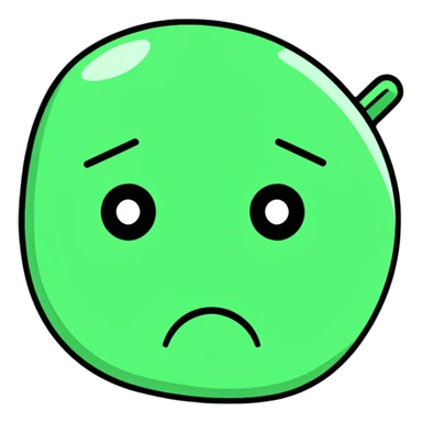 Minimalist Maya-style sad face emoji with no reply message, only white and deep green colors, flat design, clean lines sticker