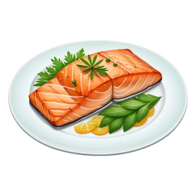 Plate of grilled salmon  sticker