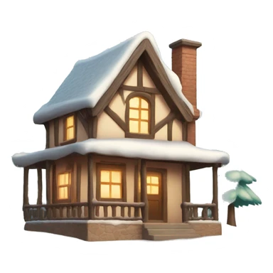 christmas cottage house with snow sticker