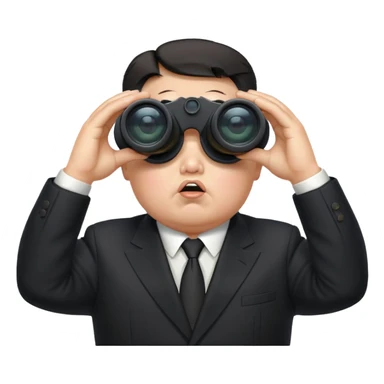 Kim Jong Un staring through binoculars with angry expression  sticker