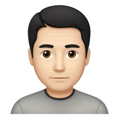 50 yr old man mostly black hair with 25% some grey, side swept part,  sticker