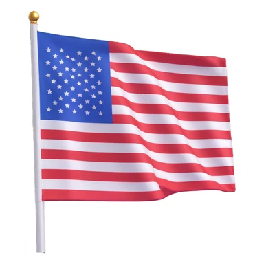 United States flag with simple 3D emoji style, basic red and white stripes, blue rectangle in the top left, no stars, no text, slight 3D shading sticker