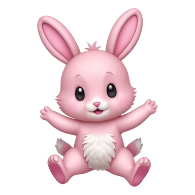 Exited pink bunny, kawaii chibi fluffy ears and body jumping of excitement  sticker