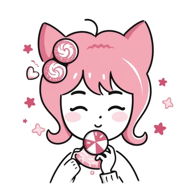 portrait background in pink candy color scheme, Japanese hand-drawn style, soft and dreamy, with candy elements, suitable for avatars, transparent or soft gradient background sticker