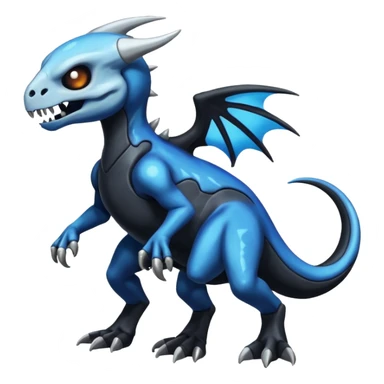 Shiny Dark Black And Blue Duskull-Cubone-Salandit-Fakémon-hybrid-creature (full body)  sticker