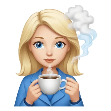 Blonde with blue eyes  with hot coffee sticker