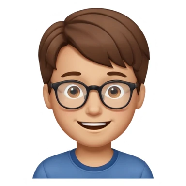 un ragazzo con gli occhiali e capelli in avanti e marroni che fa l'occhiolino ed è felice sticker