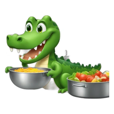 Alligator cooking in kitchen  sticker