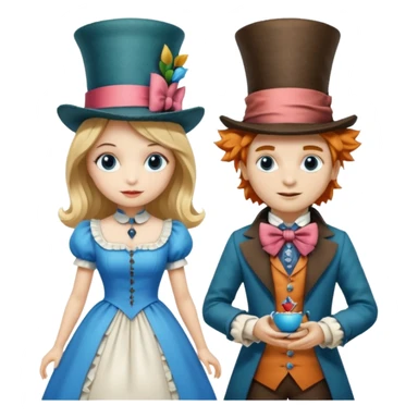 Isolated, detaile illustration of the most incredibly realistic, modern style Alice in wonderland madhadder
figurine imaginable, toy style. sticker