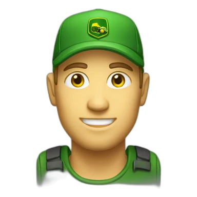 white man with john-deere logo cap sticker