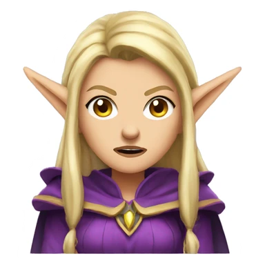 Noble female Elf with Elf ears and blonde hair and purple robes Angry angry angry expression sticker