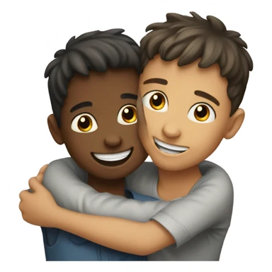 happy embrace between two boys sticker