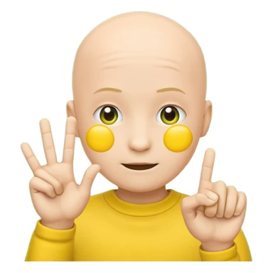 no hair round yellow emoji no finger upp with greenscreen sticker