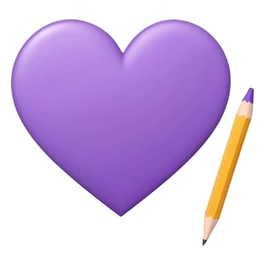 paper with empty Hand drawn purple heart contour  with pencil sticker