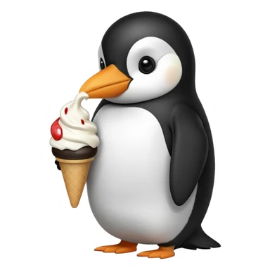 pinguin with ice cream sticker