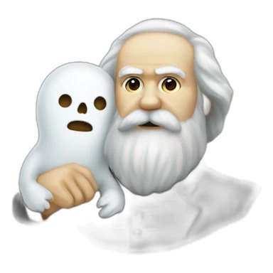 karl marx holding ghost casper sticker