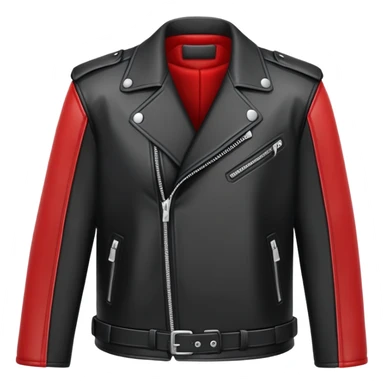 black leather jacket with red arms and shoulders sticker