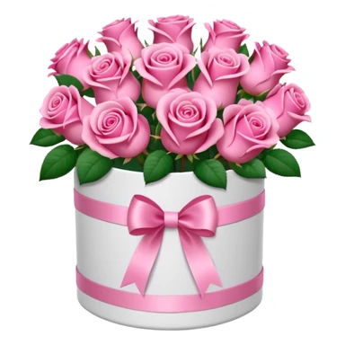 bouquet of pink 15 roses in a round white box sticker