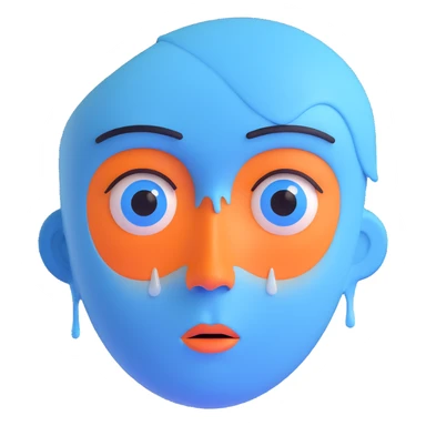 sad face, blue color tint, single tear sticker