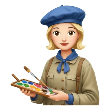 SPAM artist painting en plein aire in paris sticker