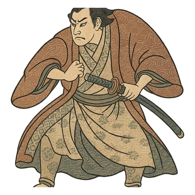 ukiyo-e inspired Japanese samurai warrior sticker