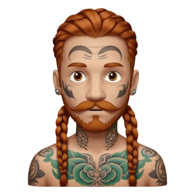 dark ginger braids man very white old very tattoed with the whitest mustache ever sticker