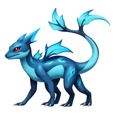 Colorful Dark Shiny Exotic Salandit-Aurorus-Glaceon-Fakémon-hybrid-creature (full body)  sticker