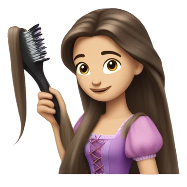 Pretty brunette rapunzel brushing hair sticker